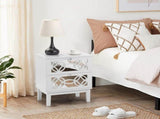 2pcs 45*30*60cm MDF Spray Paint, Smoked Mirror, Two-Drawn Carving, Bedside Table, White 22300733