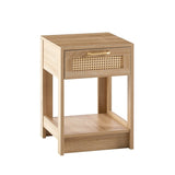 15.75" Rattan End table with drawer, Modern nightstand, side table for living room, bedroom,natural 52429478