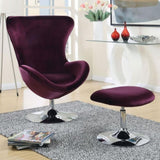 ZNTS Purple Flannelette Fabric Accent Chair w Ottoman Contemporary Modern Living Room Furniture Chic High B011P214555