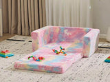 Glow-in-the-Dark Kids Foldable Sofa Bed All-Sponge Single Chaise Lounge Pink Unicorn Flannel 11822891