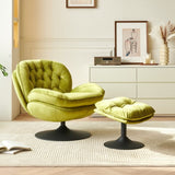 ZNTS Swivel Leisure chair lounge chair velvet APPLE GREEN color with ottoman W1805103944