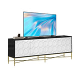 Modern Black and White Color Scheme Press Design 4 Door Cabinet, Living Room TV Stand T3609P347452
