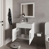 White 2-Door Floating Bathroom Vanity Set with Sink and Mirror B062P355539