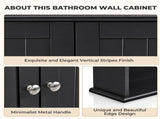 Black painted MDF bathroom wall cabinet with double doors and vertical-groove detailing 97986776
