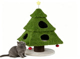 3-Tier Christmas Cat Tree Tower, Stable Pyramid Frame Cat Furniture with Dual Access Condo, Paper 27634730