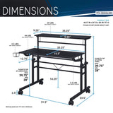 ZNTS Rolling Writing Desk with Height Adjustable Desktop and Moveable Shelf, Black 62324553