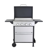 ZNTS 4-Burner Propane Gas BBQ Grill, SS Plancha, 49200BTU Output With Wire Enamel Cooking Grids For W2938P208389