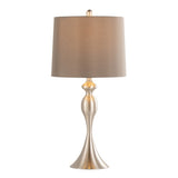 Ashland 27" Contemporary Metal Table Lamp in Brushed Nickel with Taupe Satin Shade from Grandview B202P224089