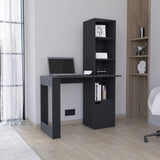 Iowa Computer Desk with 1-Cabinet and 4-Tier Bookcase B070P188864