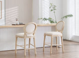 French Country 30'' Height Bar Chairs Set of 2, Upholstered Chairs with Round Back, Wire drawing and W3426P324576