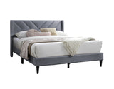 ZNTS Elegant Modern Gray Velvet Upholstered Queen Size Bed Clean Lines Design Headboard 1pc Bedframe B011P238925