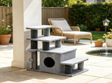 Adjustable Cat Stairs with Scratching Post & Toy Ball, 3/4-Step Design, for Bed & Sofa 90266007