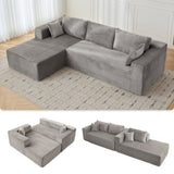 Compression Sectional Couch with Comfy Chaise, Boneless L Shape Sofa with Deep Seat, Minimalist 17089981