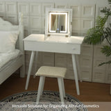 Vanity Desk Set with LED Lighted Mirror & Power Outlet, Flip Top Makeup Vanity Table with Drawers & W2837P197840