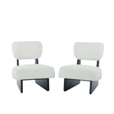 Modern Beige Lounge Chair with Polyester Upholstery, Sturdy Black Wood Base, Minimalist N767P241702B
