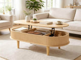 43.5" MidCentury Modern Oval LiftTop Coffee Table, Gas Strut Silent Height Adjustable Table with 3 50774105