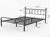 Metal Platform Bed Frame, Classic Iron Art Headboard & Footboard, Stable & Noiseless, 11.9 Inch 08234839