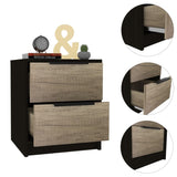 Kaia Nightstand , End Table, Side Table Two Drawers, Metal Handle -Black / Pine B07092065
