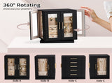 360&deg Rotating Jewelry Box with 5 Drawers - Black Cabinet & Pink Velvet Interior 91896017