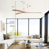 (Same SKU W1592P176976) 52" Ceiling Fan, Solid Wood Blades Ceiling Fan With Light with Remote W1592P268382