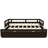 Extending Daybed with Trundle, Wooden Daybed with Trundle, Espresso WF194887AAP