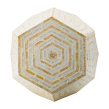 18x18x21" Hexagonal Capes Capiz Stool, Cream/Yellow W2078P326492