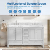 ZNTS 60 in Undermount Double Sinks Bathroom Storage Cabinet with Carrara Natural Marble Top W1059P170420