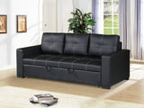 ZNTS Sectional Sofa Pull out Bed Living Room Couch Black Faux Leather Tufted Convertible Sofa HS00F6530-ID-AHD