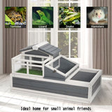 3-Room Tortoise House Habitat with Turf Balcony & 2 Stories, Indoor/Outdoor Wooden Tortoise W2831P241979
