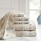 ZNTS Embroidered Cotton Jacquard 6 Piece Towel Set B03598766