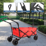 ZNTS Utility Park Garden Cart Tool Customized Color Folding Camping Trolley Outdoor Picnic Beach Wagon W321P190090