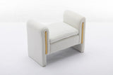 031-Teddy Fabric Single Bench Shoe Bench Makeup Bench For Bedroom Indoor,Ivory W527122003