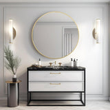 42 Inch Gold Metal Framed Round Bathrrom Mirror for Wall. W2203P304232