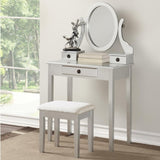 ZNTS Moniys Wood Moniya Makeup Vanity Table and Stool Set, Silver T2574P163834