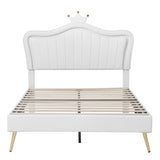 ZNTS Full Size Upholstered Bed Frame with LED Lights,Modern Upholstered Princess Bed With Crown WF307962AAK