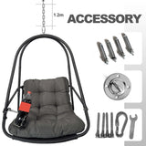 Swing Egg Chair with Stand Indoor Outdoor Wicker Rattan Patio Basket Hanging Chair with C Type W2707P296438