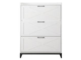 Barn door three-drawer cabinet with top panel shoe cabinet particleboard 80*24*145cm distressed 75533546