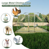 10 ft. x 13 ft. Galvanized Large Metal Walk in Chicken Coop Cage Farm Poultry Run Hutch Hen House 76655870