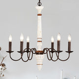 Retro white and Rust Color Chandelier With Light Fixture 6 Light Pendant Light W1592P233588