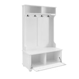 Classic Cosatal Style Hall Tree Entryway Bench with Open Shelves and Shoe Cabinets, SOLID WOOD Feet, W1758126922