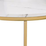 Modern Round Nesting Coffee Table Set 2-Piece White & Marbling Top Gold Base WF320651AAK