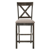 Tan and Weathered Grey Counter Height Stools with Cross Back B062P181295