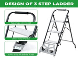 2 in 1 Step Ladder & Hand Truck,Aluminum 3 Step Stool,Folding Ladder with Anti-Slip Pedal,Heavy Duty 10145079