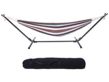 Professional Black & Silver Flowers Hammock Stand with Polyester Coffee Stripe Hammock 81064870