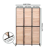 3 Panel Dividers and Folding Privacy Screen Natural Wooden Partitions 6ft Wall Divider for W1757122147