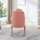 Adjustable Headrest Pillow Rocking Chair, Teddy Fabric Upholstered Glider Rocker with High Backrest, W1669P220429