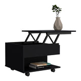 Luanda Lift Top Coffee Table, Casters, One Shelf -Black B07091883
