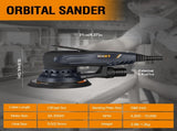 Electric 5mm Random Orbital Sander with Tool Case, Variable Speed Palm Sander with Brushless Motor, T3177P305057