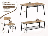 BrownBlack 4-Piece Dining Table Set with Bench & 2 Chairs, Space-Saving Tuck-under Design 57094124