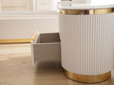 Laura Gold Detailed Left 2-Drawer Nightstand made with Wood in White B00955979